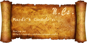Mazák Csobán névjegykártya